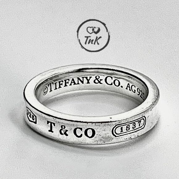 Tiffany & Co 1837 Ring - Narrow - 925 Silver - sz 4.75-5 - Picture 1 of 16